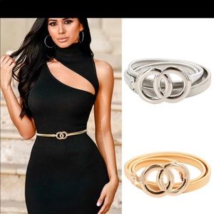Sleek silver Double ring belts